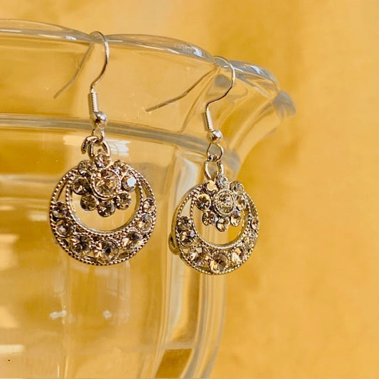 Silver Flower Drop Earring