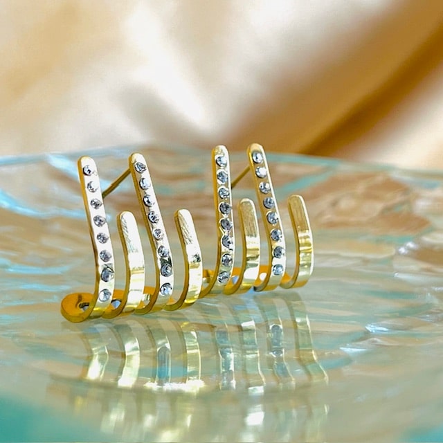 Double Deco Crystal Studs