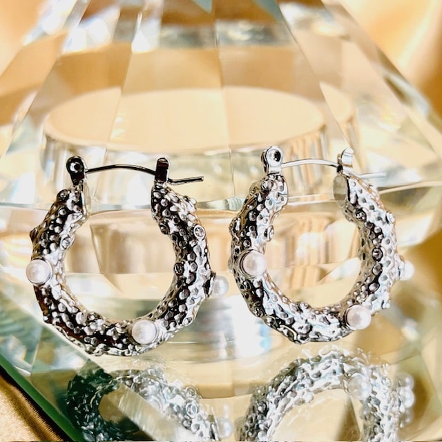 Kora Pearl Silver Hoop Earrings