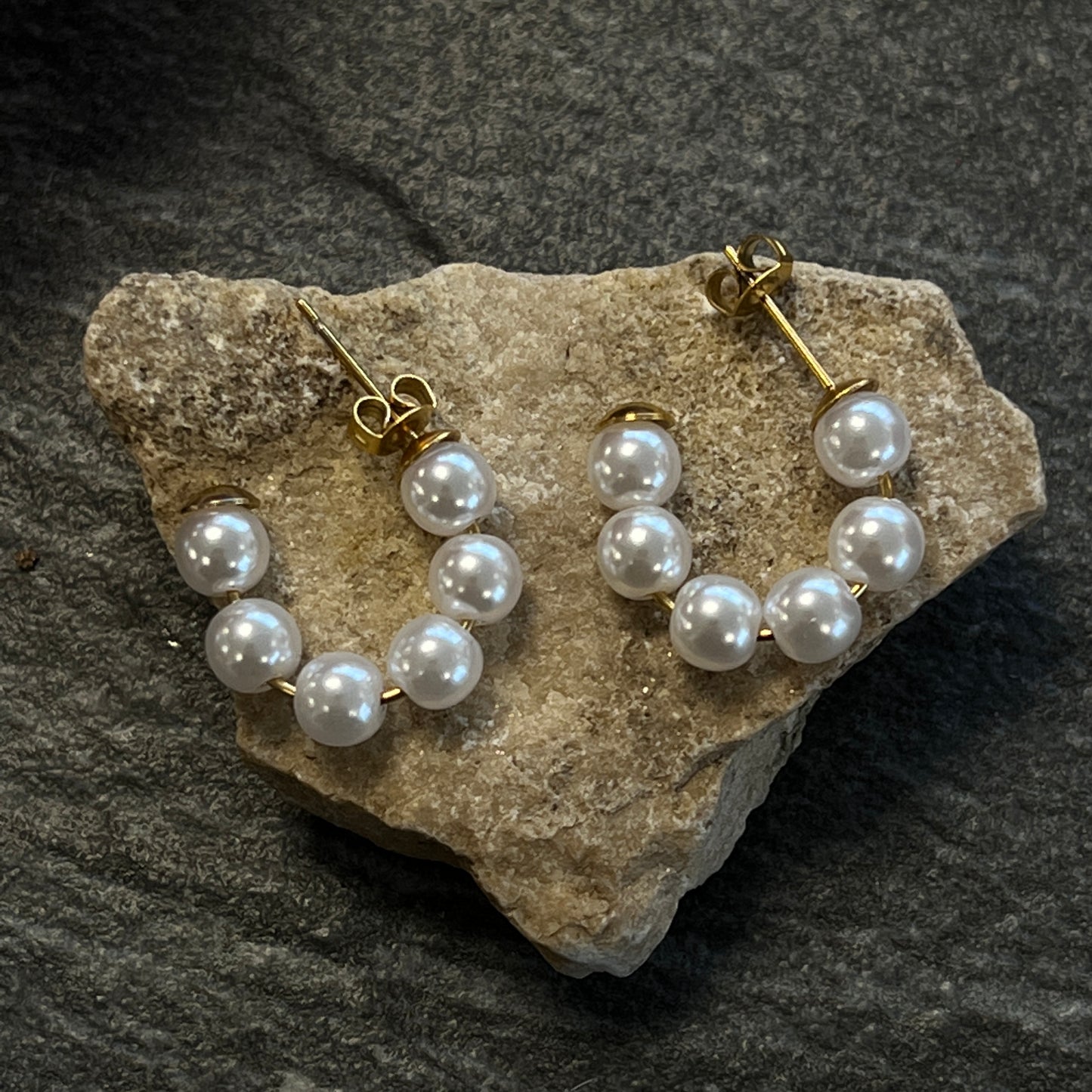 Tranquil Pearl Bead Hoops