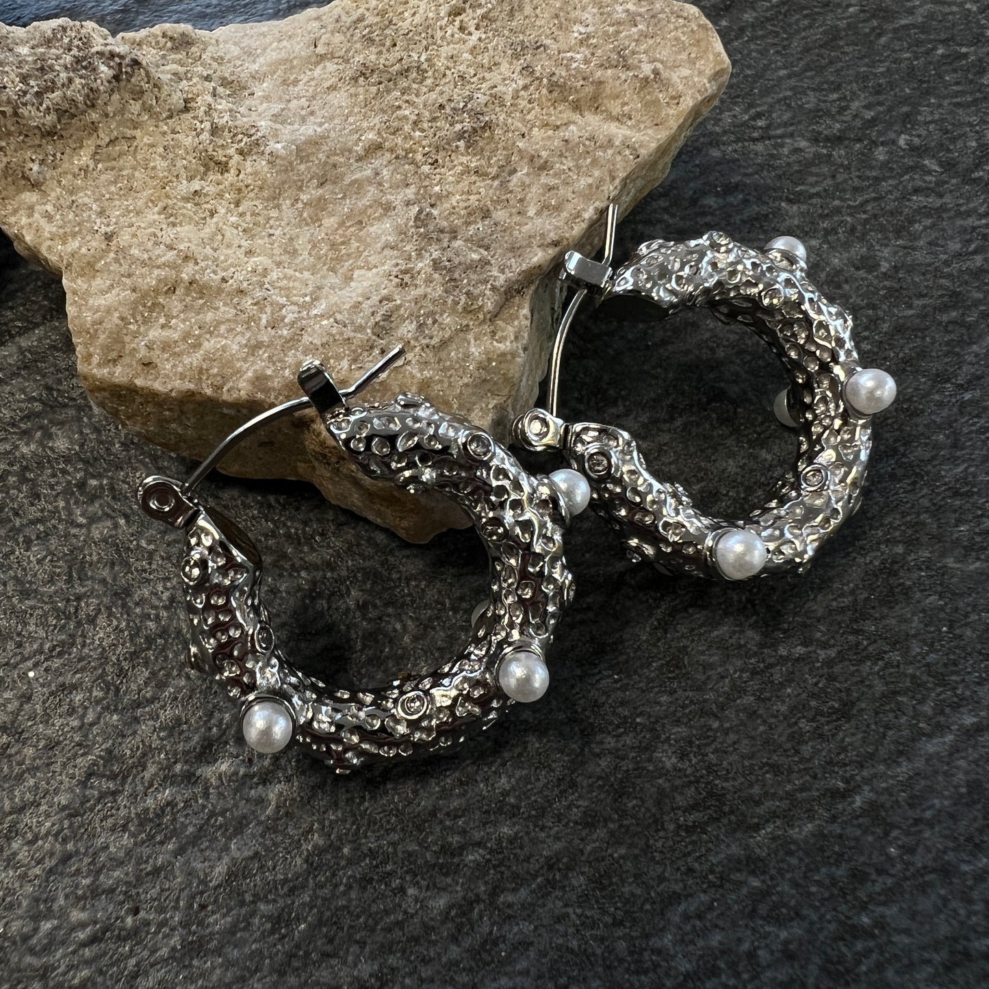 Kora Pearl Silver Hoop Earrings