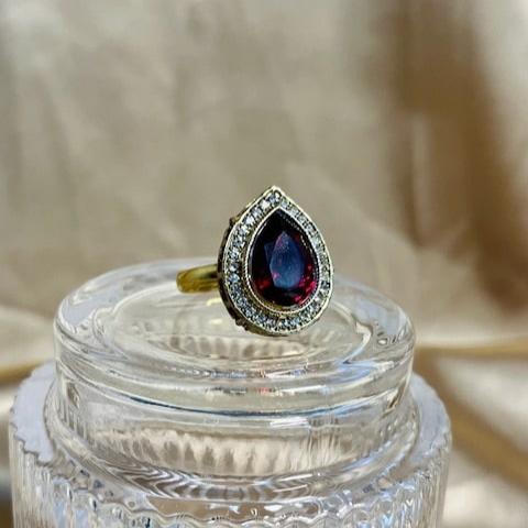 Bonnie Maroon Teardrop Ring