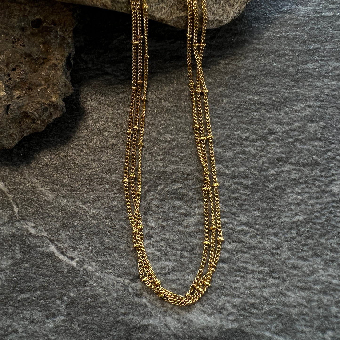 Laya Gold Bead layered Chain Necklace