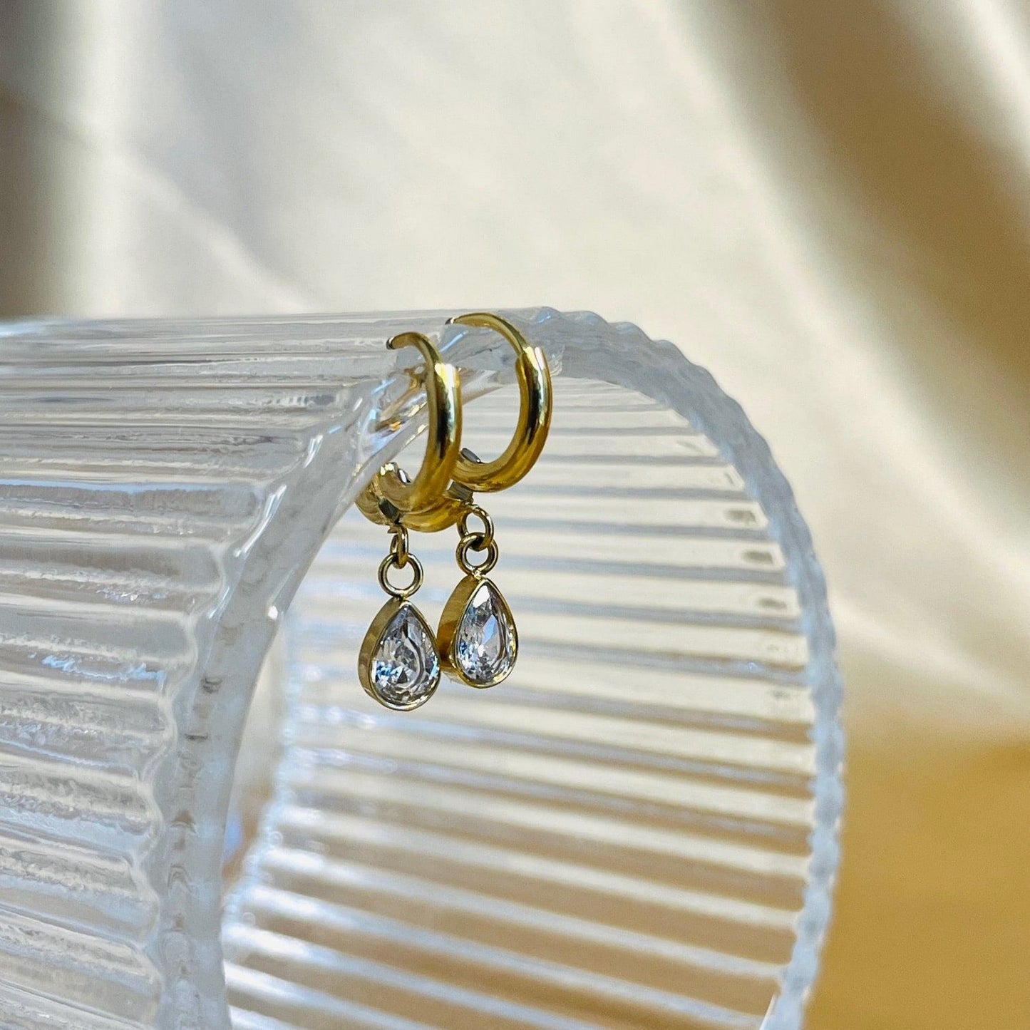 Serene Small Crystal Drop Micro Hoops