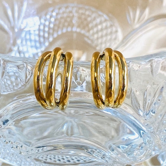 Triple Gold Hoops