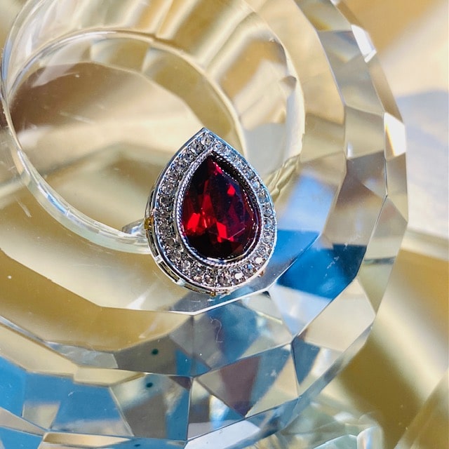 Bonnie Maroon Teardrop Ring